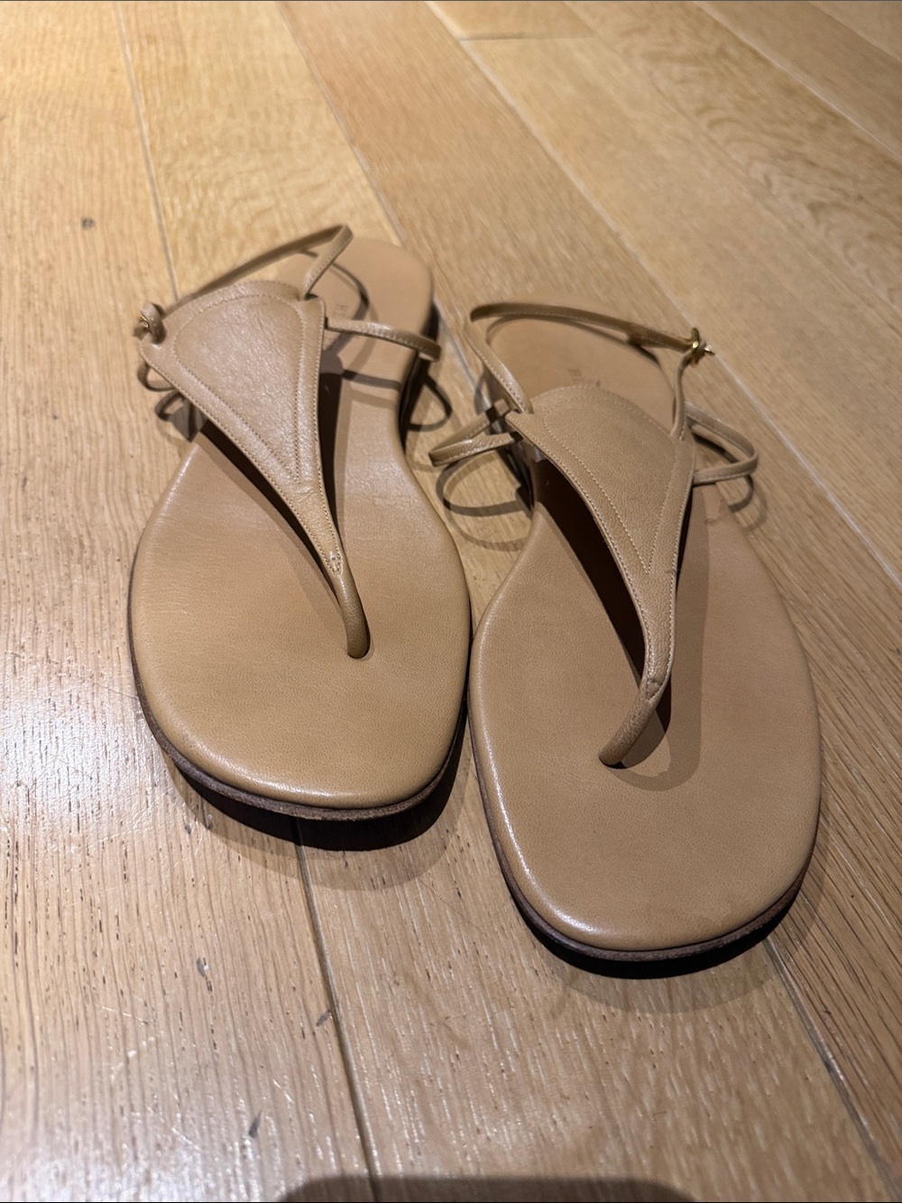 Hermes La Maison Tan Leather Thong Sandals